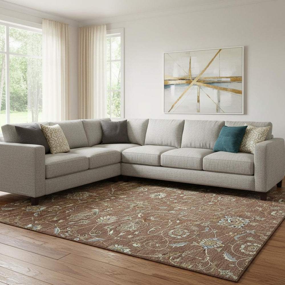 HomeRoots 8' X 10' Moroccan Washable Area Rug - Rust Gray & Ivory with UV Protection for Family Living Spaces 686829