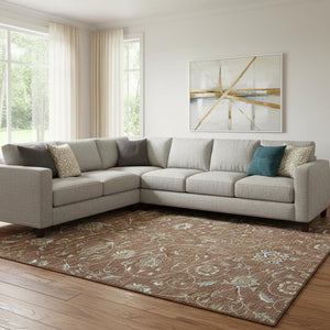 HomeRoots 8' X 10' Moroccan Washable Area Rug - Rust Gray & Ivory with UV Protection for Family Living Spaces 686829