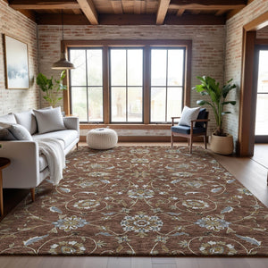 HomeRoots 8' X 10' Moroccan Washable Area Rug - Rust Gray & Ivory with UV Protection for Family Living Spaces 686829