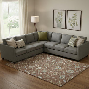 HomeRoots 9' X 12' Moroccan Washable Area Rug in Rust, Gray & Ivory - Durable, Stain-Resistant, UV Protected! 686830