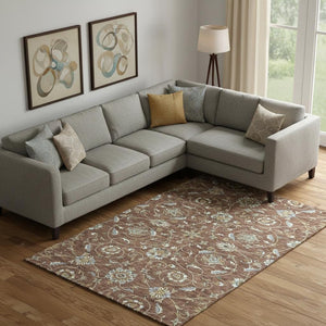 HomeRoots 10' X 14' Moroccan Washable Area Rug in Rust Gray & Ivory - Stylish, Durable & UV Protected Design 686831