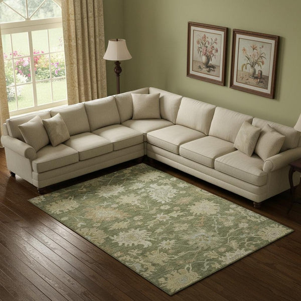 HomeRoots 10' X 14' Elegant Floral Medallion Area Rug - Washable, UV Protected, Stain Resistant, Durable Design 686837