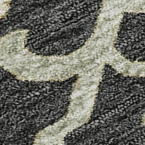 HomeRoots 9' X 12' Floral Medallion Area Rug in Black, Beige & Gold – Washable, UV-Protected & Durable Design 686842