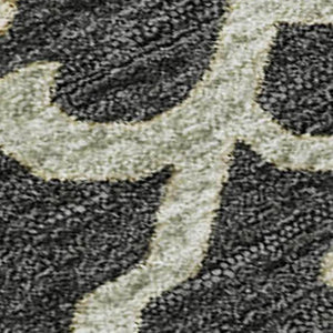 HomeRoots 10' X 14' Elegant Black Beige Gold Floral Medallion Area Rug - Washable, UV Protected & Durable! 686843
