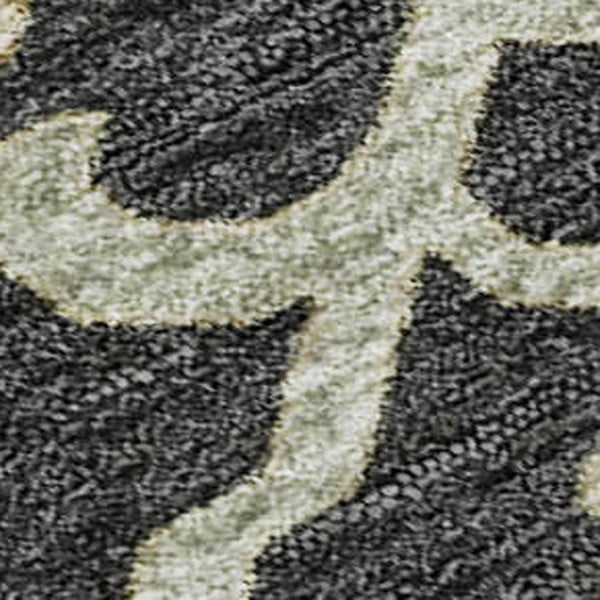 HomeRoots 10' X 14' Elegant Black Beige Gold Floral Medallion Area Rug - Washable, UV Protected & Durable! 686843