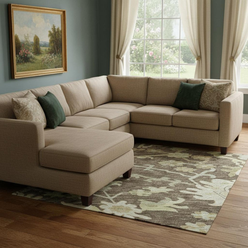 HomeRoots 8' X 10' Elegant Floral Medallion Area Rug - Washable, UV Protected, Perfect for High-Traffic Spaces 686847