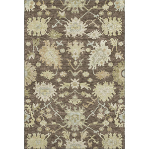 HomeRoots 10' X 14' Elegant Floral Medallion Area Rug in Chocolate Beige & Ivory - Washable & UV Protected! 686849