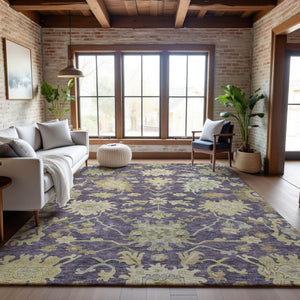 HomeRoots 5' X 8' Floral Medallion Area Rug in Eggplant, Beige & Sage – Washable, UV-Protected & Stylish Decor 686851