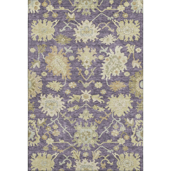 HomeRoots 5' X 8' Floral Medallion Area Rug in Eggplant, Beige & Sage – Washable, UV-Protected & Stylish Decor 686851