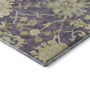 HomeRoots 5' X 8' Floral Medallion Area Rug in Eggplant, Beige & Sage – Washable, UV-Protected & Stylish Decor 686851