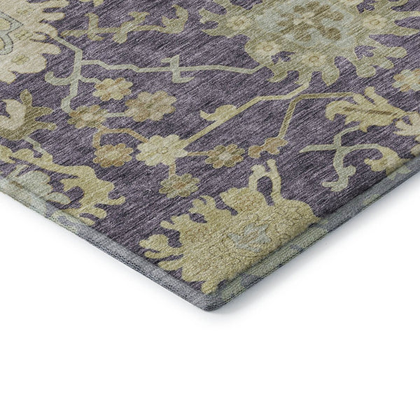HomeRoots 5' X 8' Floral Medallion Area Rug in Eggplant, Beige & Sage – Washable, UV-Protected & Stylish Decor 686851