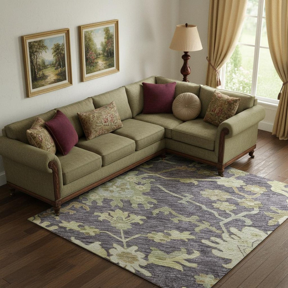 HomeRoots 10' X 14' Elegant Floral Medallion Area Rug - Washable, Stain-Resistant, UV Protected for Homes 686855