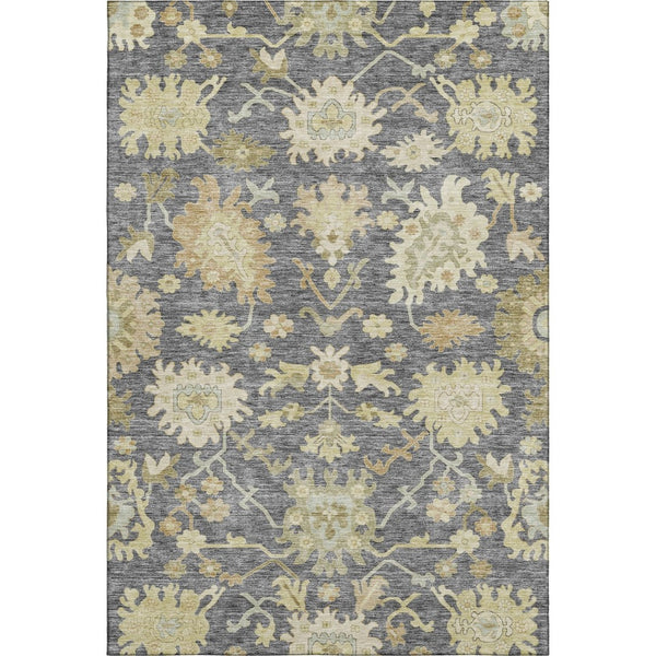 HomeRoots 8' X 10' Elegant Gray Ivory Gold Floral Medallion Area Rug - Washable, Stain-Resistant & UV Protected 686859