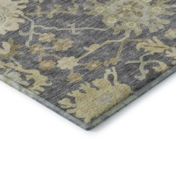 HomeRoots 8' X 10' Elegant Gray Ivory Gold Floral Medallion Area Rug - Washable, Stain-Resistant & UV Protected 686859