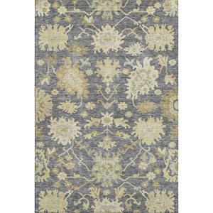 HomeRoots 9' X 12' Elegant Gray Ivory Gold Floral Medallion Area Rug - Washable, UV Protected, Stain Resistant 686860