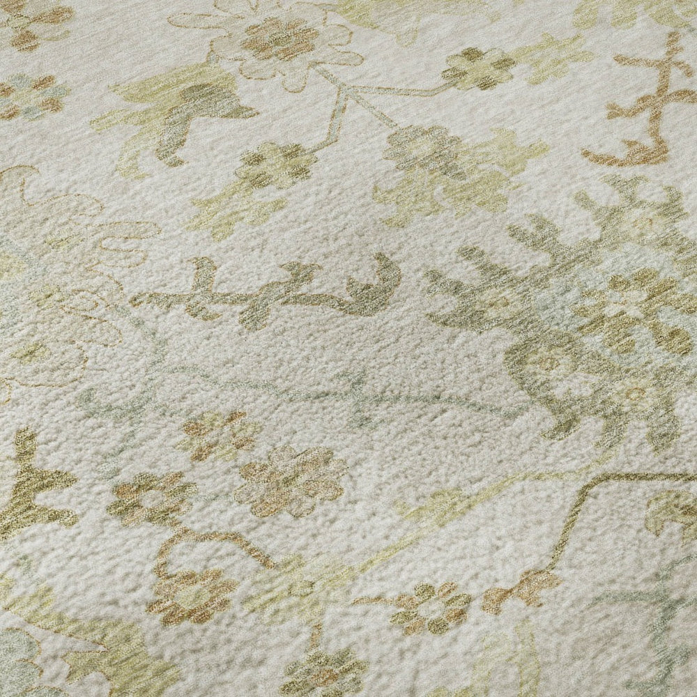 HomeRoots 5' X 8' Washable Floral Medallion Area Rug in Ivory, Beige & Copper – Durable, UV Protected Elegance 686863