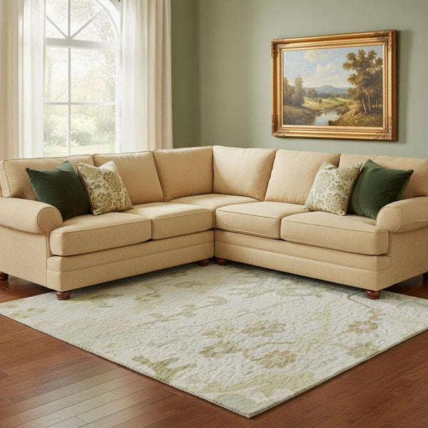 HomeRoots 8' X 10' Ivory Beige & Copper Floral Medallion Area Rug - Washable, UV Resistant, Durable Design 686865