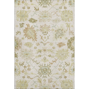 HomeRoots 8' X 10' Ivory Beige & Copper Floral Medallion Area Rug - Washable, UV Resistant, Durable Design 686865