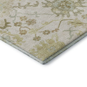 HomeRoots 8' X 10' Ivory Beige & Copper Floral Medallion Area Rug - Washable, UV Resistant, Durable Design 686865