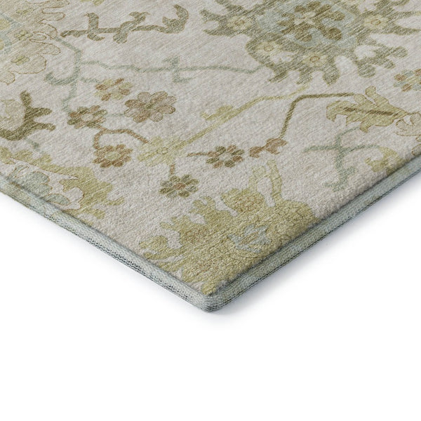 HomeRoots 9' X 12' Ivory Beige & Copper Floral Medallion Washable Area Rug with UV Protection for Homes 686866
