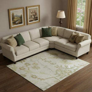 HomeRoots 10' Ivory Beige & Copper Floral Medallion Washable Area Rug – Durable, Stain-Resistant, UV Protected 686867