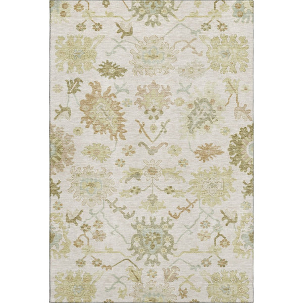 HomeRoots 10' Ivory Beige & Copper Floral Medallion Washable Area Rug – Durable, Stain-Resistant, UV Protected 686867
