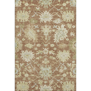 HomeRoots 5' X 8' Elegant Rust Ivory Beige Floral Medallion Area Rug - Washable, UV Protected, Stain Resistant 686869