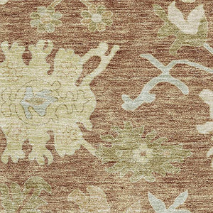 HomeRoots 5' X 8' Elegant Rust Ivory Beige Floral Medallion Area Rug - Washable, UV Protected, Stain Resistant 686869