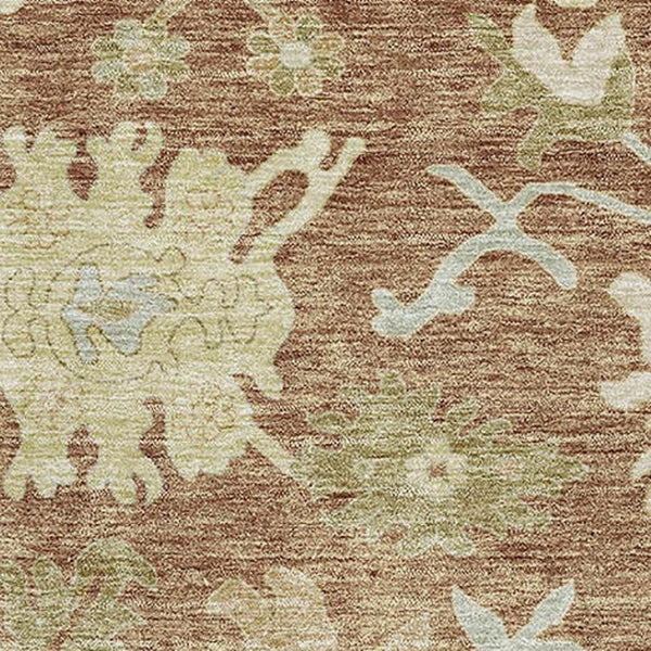 HomeRoots 5' X 8' Elegant Rust Ivory Beige Floral Medallion Area Rug - Washable, UV Protected, Stain Resistant 686869
