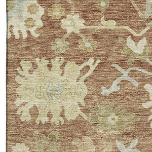 HomeRoots 5' X 8' Elegant Rust Ivory Beige Floral Medallion Area Rug - Washable, UV Protected, Stain Resistant 686869