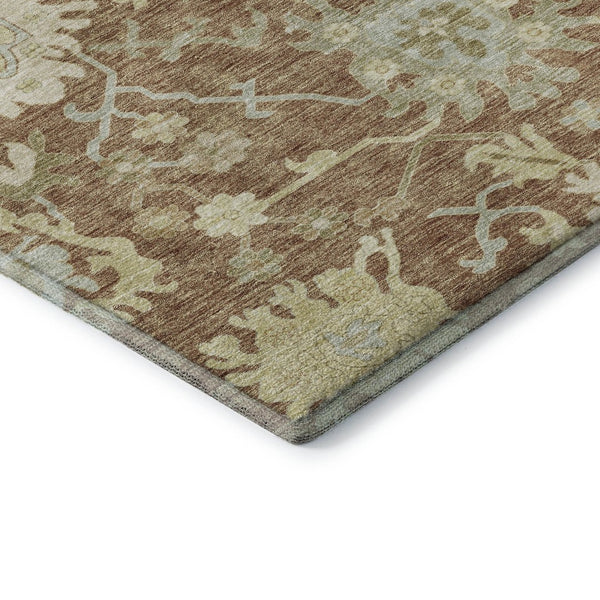 HomeRoots 8' Washable Round Area Rug with Floral Medallion Design, UV Protection & Easy Clean for Families 686870
