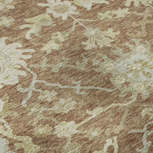 HomeRoots 8' Washable Round Area Rug with Floral Medallion Design, UV Protection & Easy Clean for Families 686870