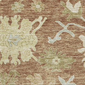 HomeRoots 8' X 10' Washable Floral Medallion Area Rug in Rust, Ivory & Beige - UV Protected & Stain-Resistant! 686871