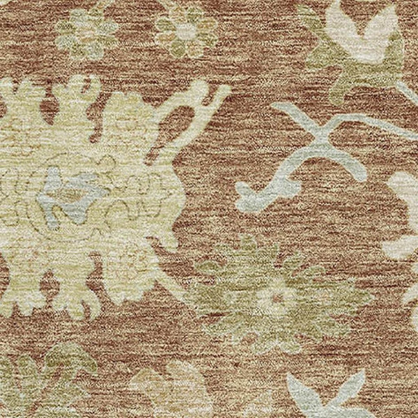 HomeRoots 8' X 10' Washable Floral Medallion Area Rug in Rust, Ivory & Beige - UV Protected & Stain-Resistant! 686871