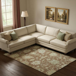 HomeRoots 10' X 14' Washable Floral Medallion Area Rug with UV Protection – Elegant, Durable, and Stain Resistant! 686873