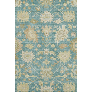 HomeRoots 10' Teal Beige Copper Floral Medallion Washable Area Rug - Stain-Resistant, UV Protected, Durable Design 686879