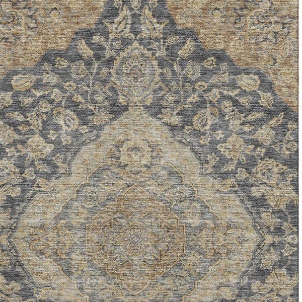 HomeRoots 8' X 10' Elegant Floral Medallion Area Rug - Washable, UV-Protected, Stain-Resistant & Durable Design 686883