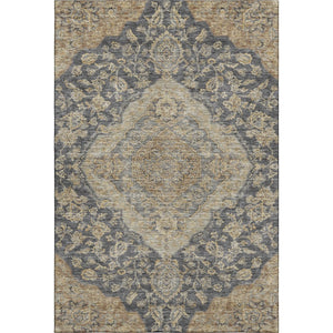 HomeRoots 9' X 12' Charcoal Copper Floral Medallion Area Rug - Washable, Stain-Resistant, UV-Protected Beauty 686884