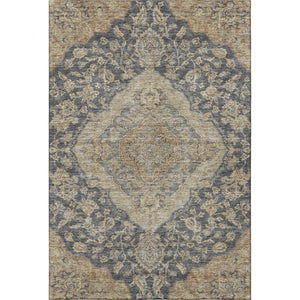 HomeRoots 9' X 12' Charcoal Copper Floral Medallion Area Rug - Washable, Stain-Resistant, UV-Protected Beauty 686884