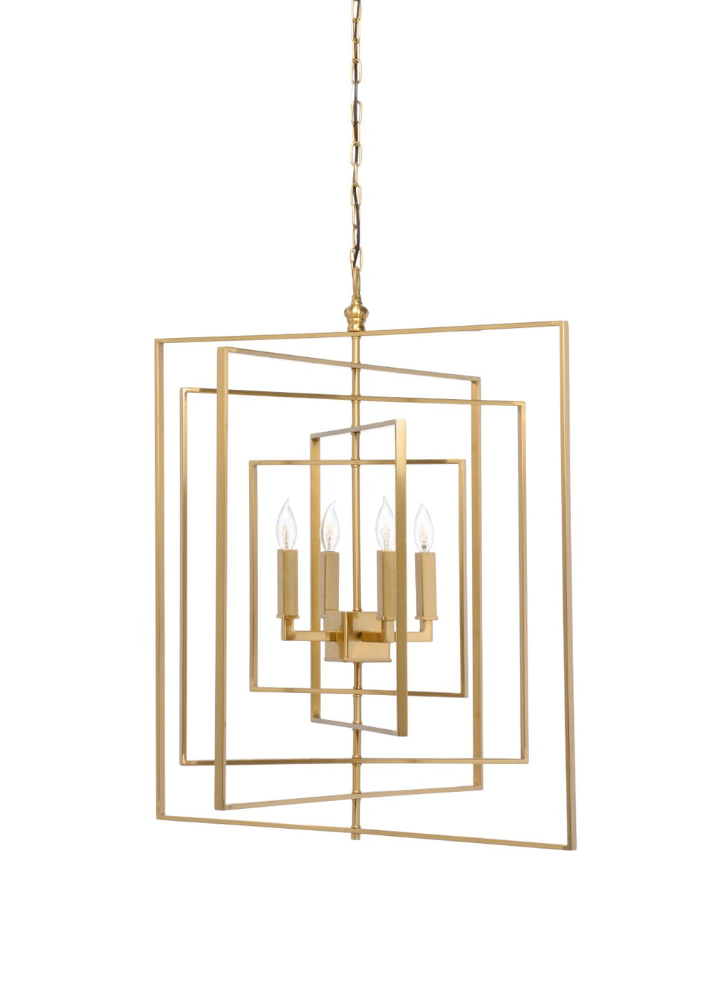 Chelsea House Cube Sculptural Chandelier By Lisa Kahn — Five Orbital Iron Frames With Four-Light Candelabra Glow Brown 68690