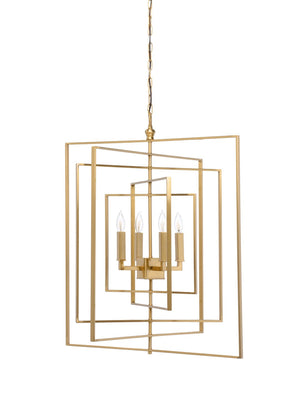 Chelsea House Cube Sculptural Chandelier By Lisa Kahn — Five Orbital Iron Frames With Four-Light Candelabra Glow Gold 68689