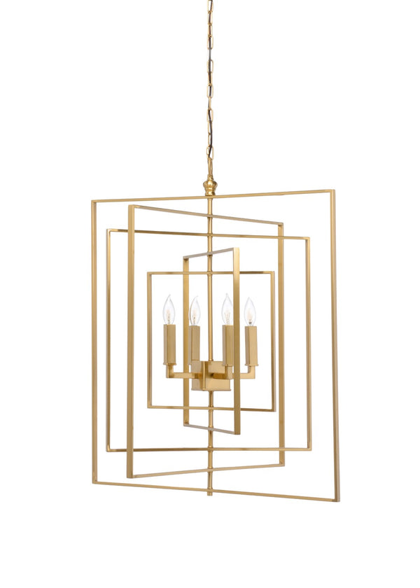 Chelsea House Cube Sculptural Chandelier By Lisa Kahn — Five Orbital Iron Frames With Four-Light Candelabra Glow Gold 68689
