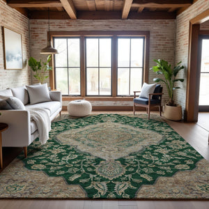 HomeRoots 5' X 8' Elegant Floral Medallion Area Rug – Washable, UV-Protected, Pet-Friendly, and Stylish Home Decor 686893