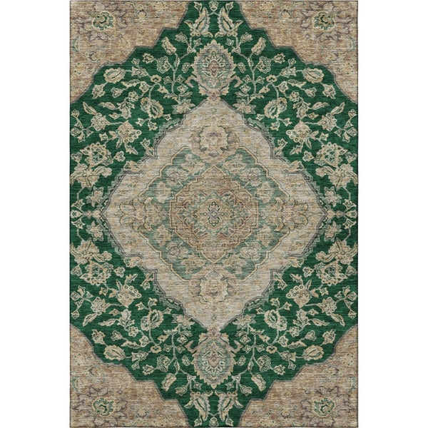 HomeRoots 5' X 8' Elegant Floral Medallion Area Rug – Washable, UV-Protected, Pet-Friendly, and Stylish Home Decor 686893