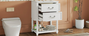 English Elm 24'' Vintage Bathroom Vanity with Ceramic Sink Soft Close Drawers Open Shelf White N710P411237K