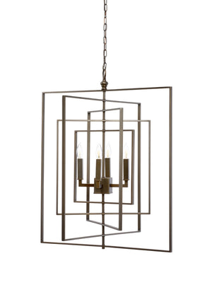 Chelsea House Cube Sculptural Chandelier By Lisa Kahn — Five Orbital Iron Frames With Four-Light Candelabra Glow Brown 68690