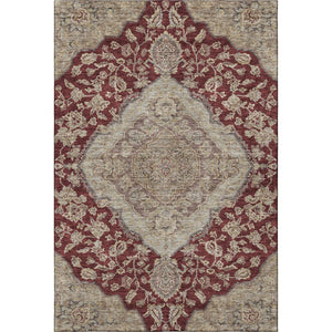 HomeRoots 10' X 14' Stylish Burgundy Beige Gray Floral Medallion Area Rug - Washable, UV Protected, Pet Friendly 686903
