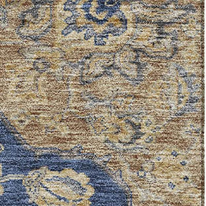 HomeRoots 10' X 14' Navy Floral Medallion Washable Area Rug - Durable, UV-Protected, Stain-Resistant Elegance 686909