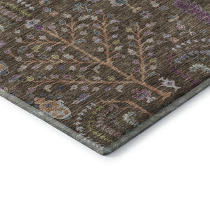 HomeRoots 10' Washable Floral Area Rug in Brown, Blue & Purple - UV Protected, Durable & Easy Care for Homes 686915