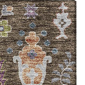 HomeRoots 10' Washable Floral Area Rug in Brown, Blue & Purple - UV Protected, Durable & Easy Care for Homes 686915